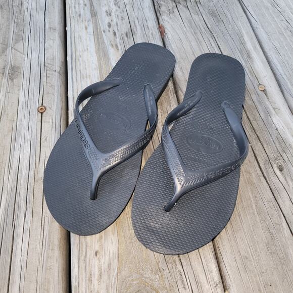 Havaianas High Flip Flops Thong Sandals Black Platform Shoe Size 37 US Size 7 - Picture 1 of 8